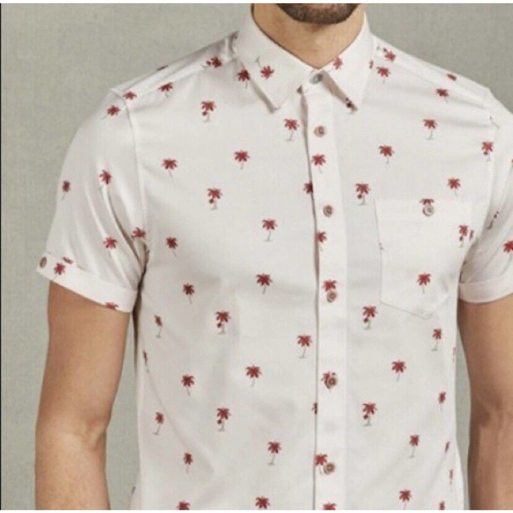 NWT Ted‎ Baler Mens Palm Tree Shirt Size 1(Small) Short Sleeve Button Up $155